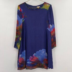 Anthropologie Leifsdottir Women's Silk Printed Knee Length Shift Dress Size M